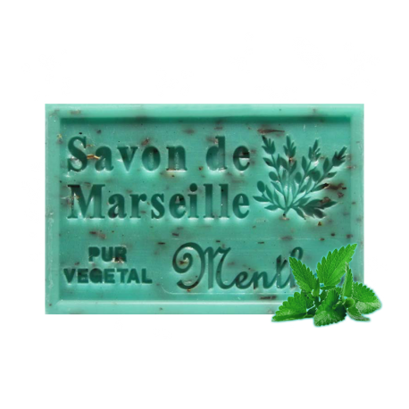 ✭ Savon de Marseille menthe 125g - Exfoliant doux gommage de la peau ✭ 